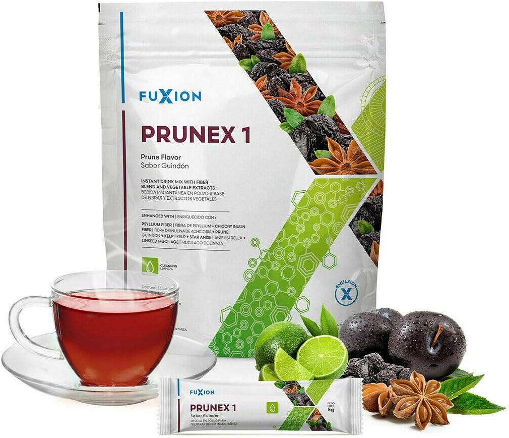 FuXion | Prunex 1 Detox Tea | Colon Cleanse Tea | Bloating Relief and Weight Loss | Helps Promote Digestive Flow | Promotes a Feeling of Lightness | Supports Intestinal Cleansing | Prune Flavor | 28u