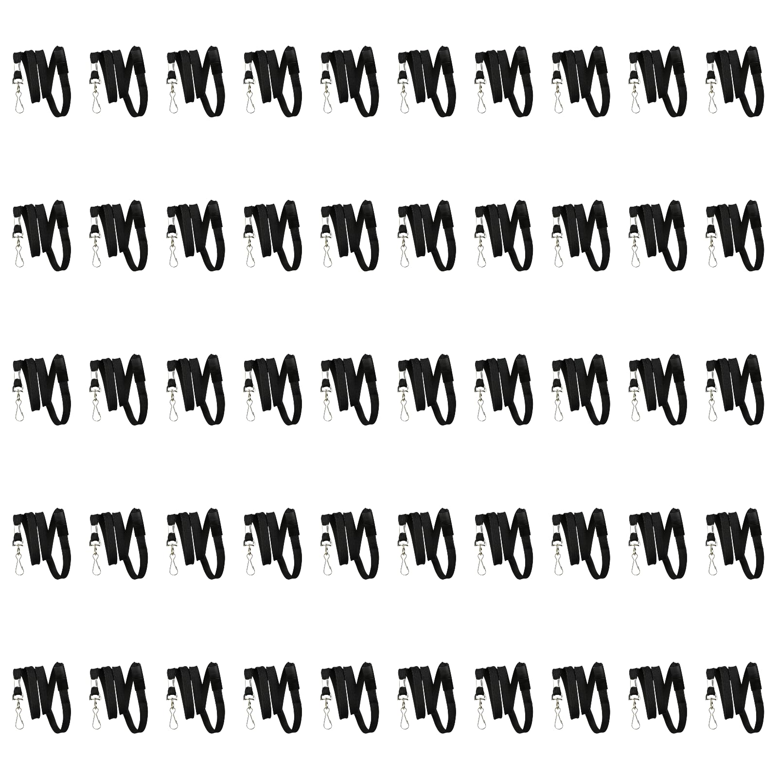 50x schwarze Lanyards, Baumwolle, mit Sicherheitsverschluss & J-Haken. Leicht, abnehmbarer Clip. Ideal für Ausweishalter, Namensschilder, Büro, Events.