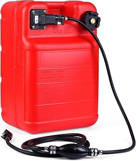 6 Gallon Tank Marine Fuel with Fuel Line & Pump, I-Shaped Handle, Fuel Level Indicator & Filter, Outboard Boat Gas Tank for Marine Engines, Durable & Easy to Carry