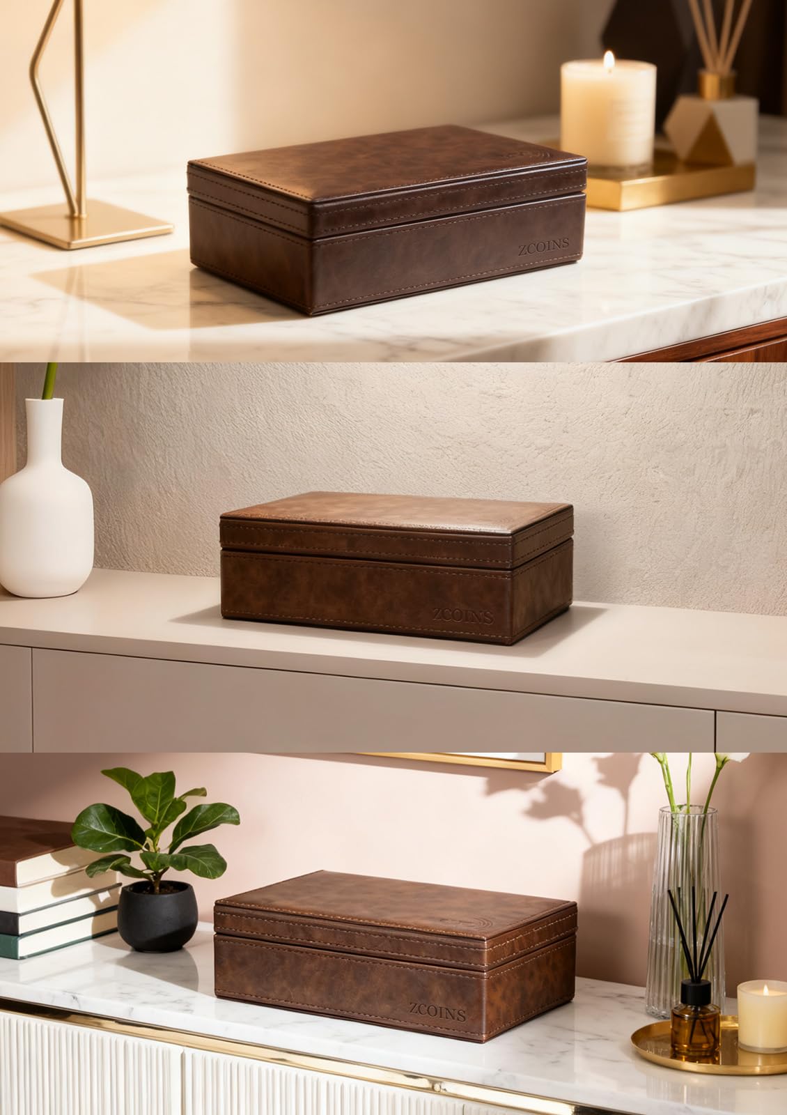 Faraday Box i 2 dwuwarstwowe kieszenie Value Bundle, pudełko blokujące sygnał do kluczyka samochodowego, zestaw blokujący RFID, chroni każdy kluczyk samochodowy z ochroną Faraday, kolor brązowy
