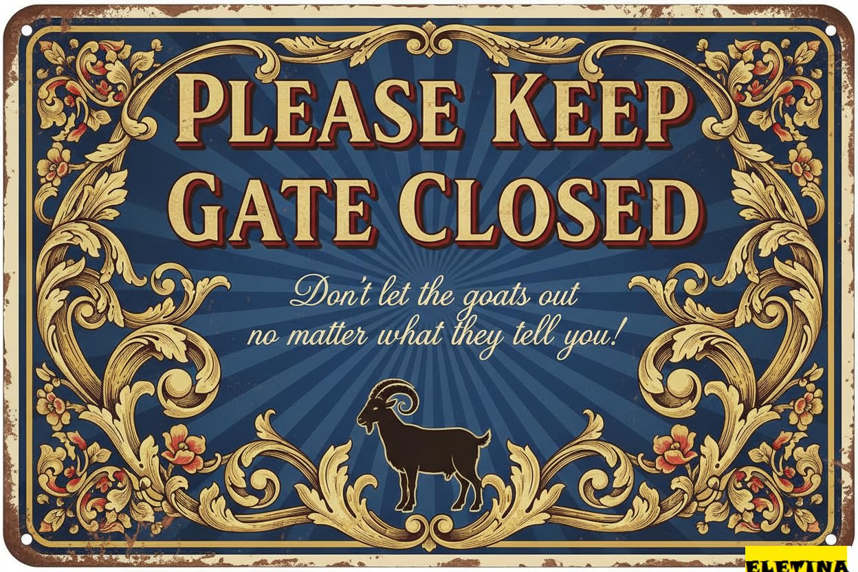 Please Keep Gate Closed Aluminum Warning Tin Sign Weather Resistant UV Protected Rust Free Home Kitchen Bar 8x12in