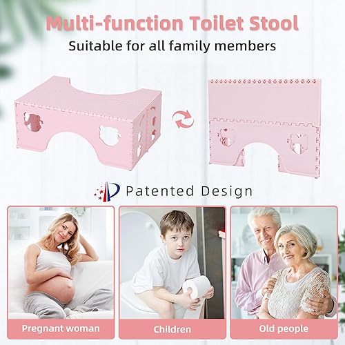 Miniatura 12 de Taburete de inodoro plegable, taburete de baño saludable de 7 pulgadas con pies antideslizantes, un buen ayudante para aliviar eficazmente