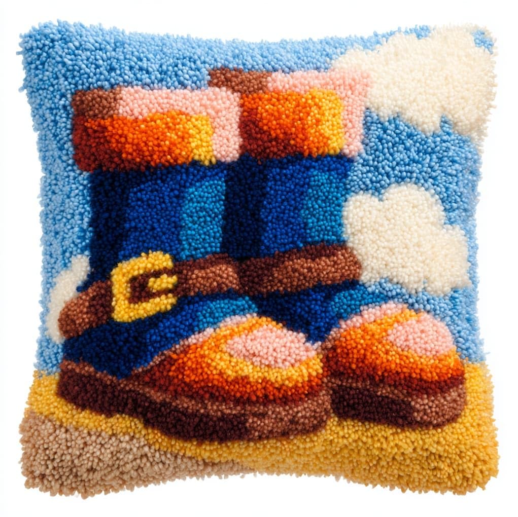 AxiangziK Latch Hook Pillow Kit,Cartoon Shoes