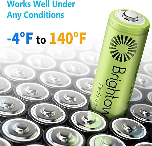Vista 31 de Brightown Paquete de 4 pilas AA de 2000 mAh y 4 pilas recargables AAA de 1000 mAh, batería de alta capacidad NiMH de 1.2 V, ideal para luces solares