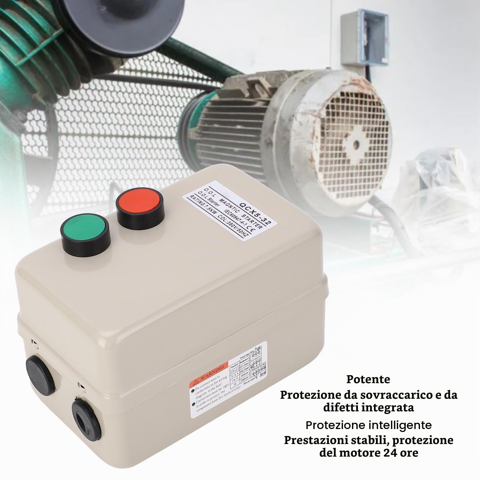 Interruttore di Controllo Magnetico Dell'avviamento del Motore Elettrico 7,5KW per Compressore D'aria Trifase 380V 20-32A Adatto a Tutte le Applicazioni Globali di Compressori