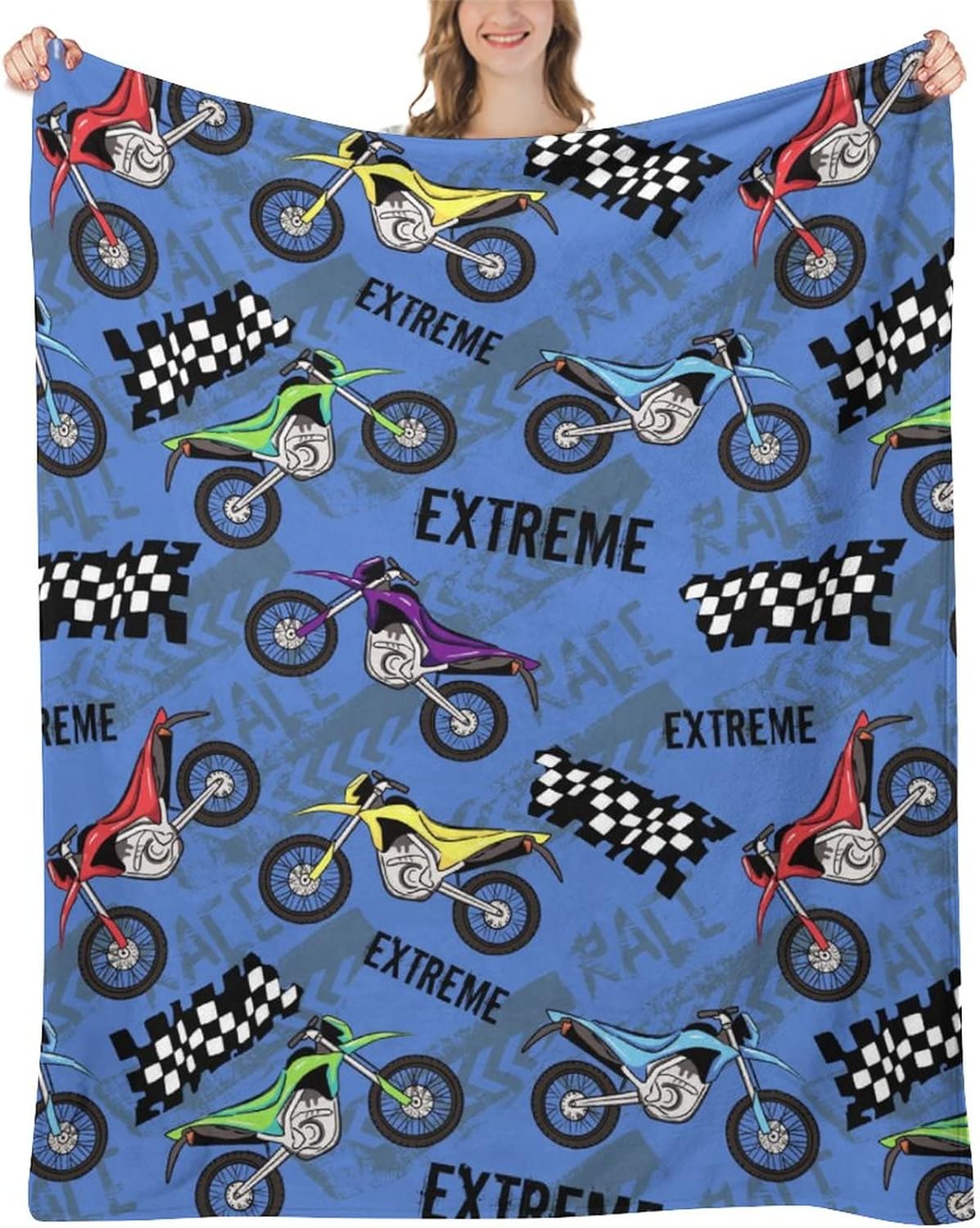 Cool Motorcycle Throw Blanket Car Soft Warm Bedding Bed Blankets Boys Teen Gifts for Couch Bedroom Sofa Office Car, All Season Cozy Flannel Plush Blanket for Kids Adults, 60"X50" - Image 7