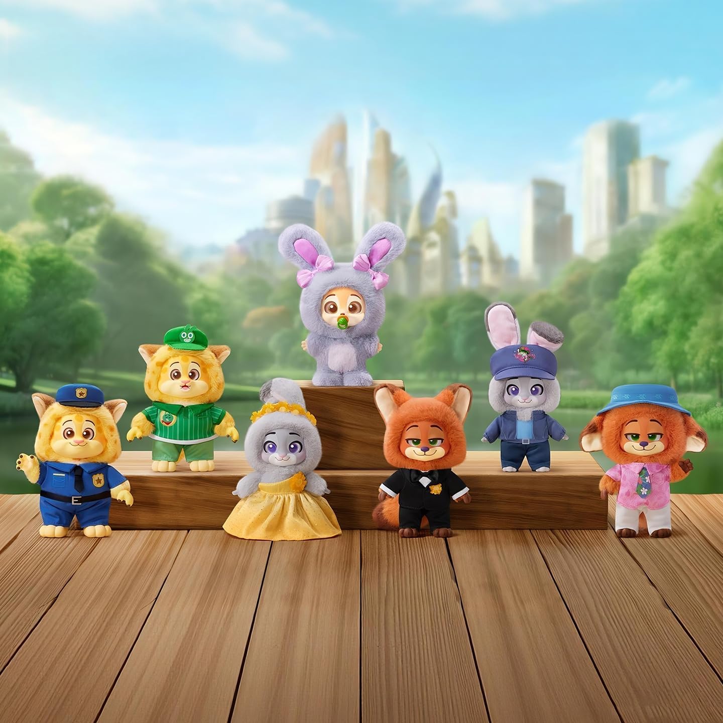 MINISO Disney Zootopia Soft New City Tour Series Vinyl Plush Toy Blind Box Cute Mystery Animal Figurines, Collectible Surprise Gift Figure Model random Design for Home Decor Birthday Gifts, Single Box