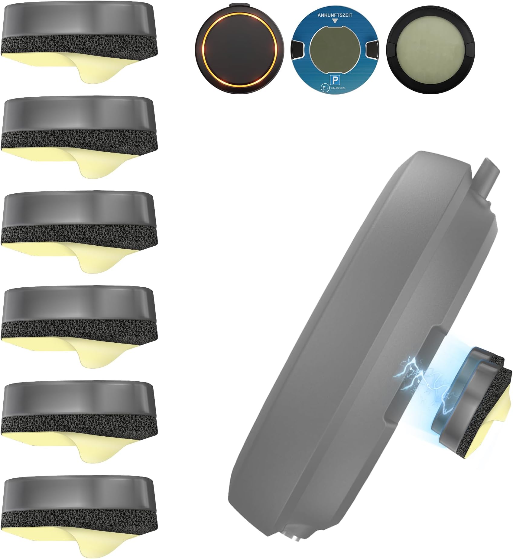 Piastre Metalliche Adesive ALAFLY 6 Pezzi - Compatibili OOONO Park/CO-Driver, Magnetiche Per Parabrezza