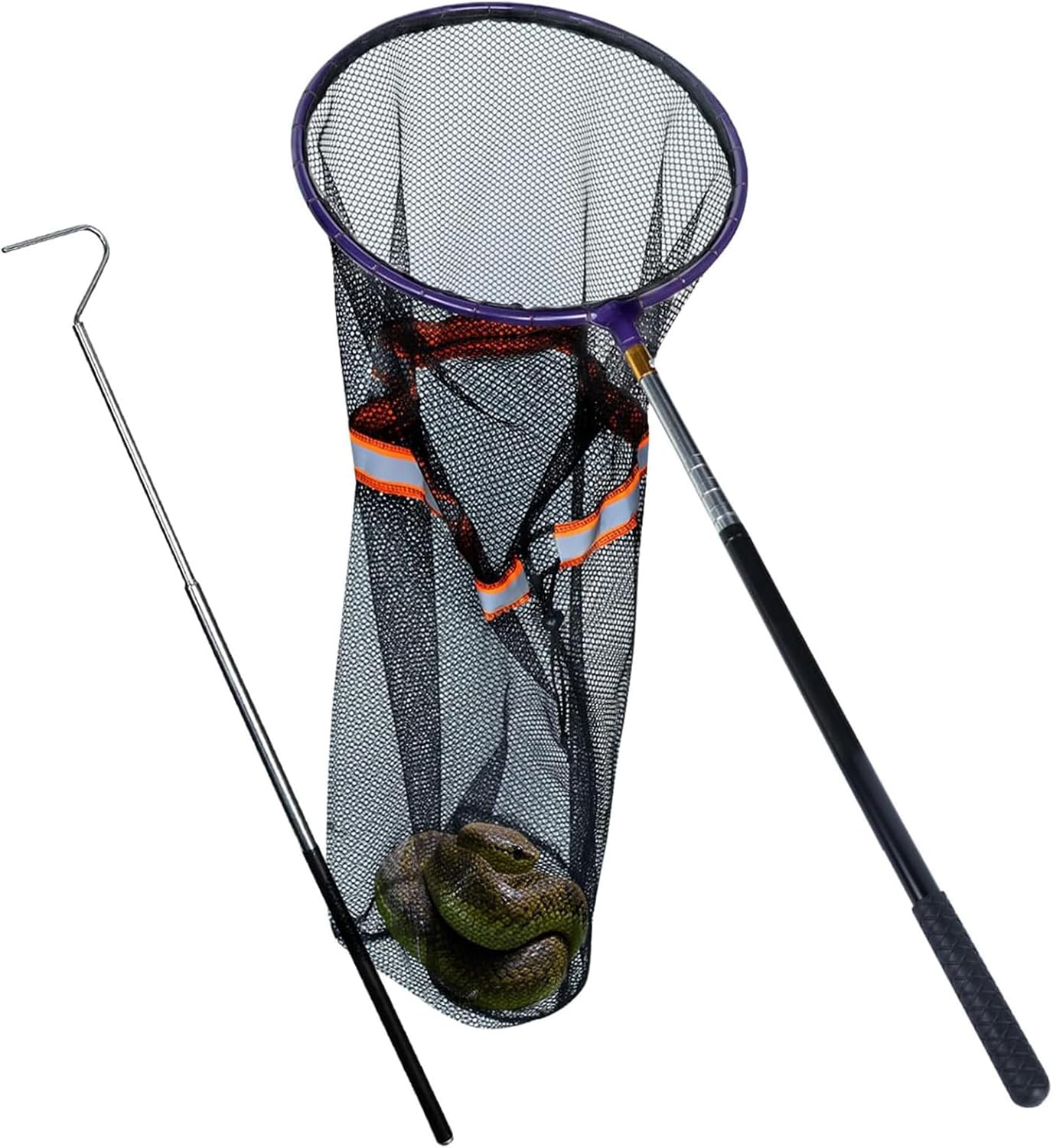 IC ICLOVER Snake Catcher Net + 39" Collapsible Snake Hook, Snake Grabber Handling Tool, Reptile Catching Net with Telescopic Pole Stick, Best Tool Set for Moving Pick-Up Rattle Snakes Lizard Reptiles