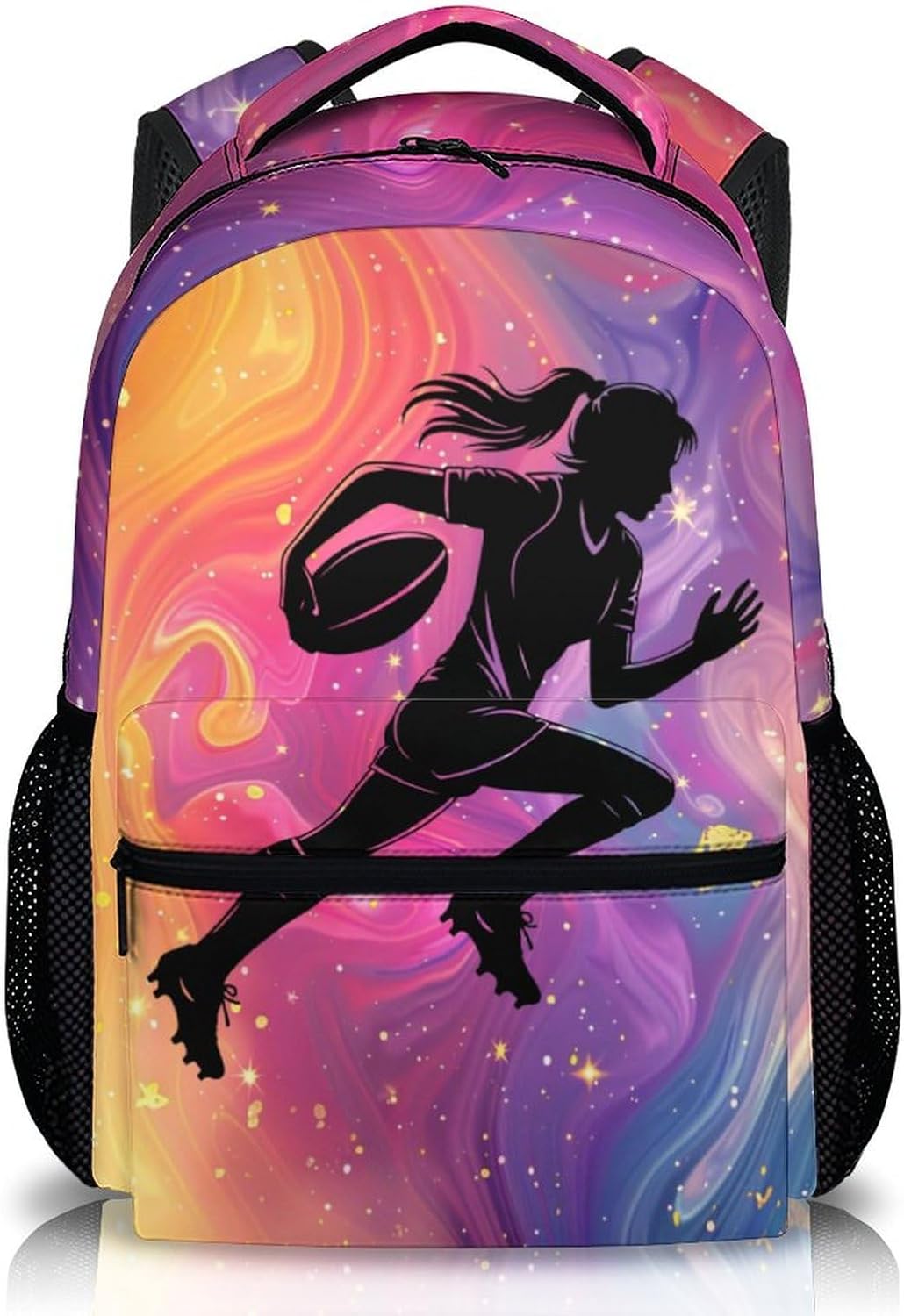 Football Backpack, School Backpack, Casual Aesthetic Schoolbag for Girls 6-9, Football Supplies, Cool 17 Inch Sports Bookbag for School Travel Camping Hiking Vacation
