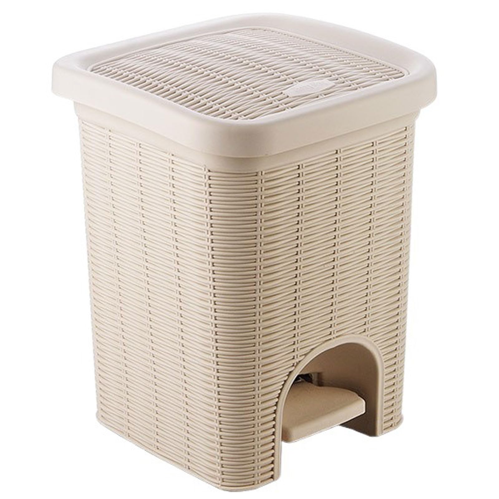 Prullenbak van imitatierotan, pedaaltype, prullenbak, geschikt voor woonkamer, slaapkamer, badkamer en keuken onder de tafel