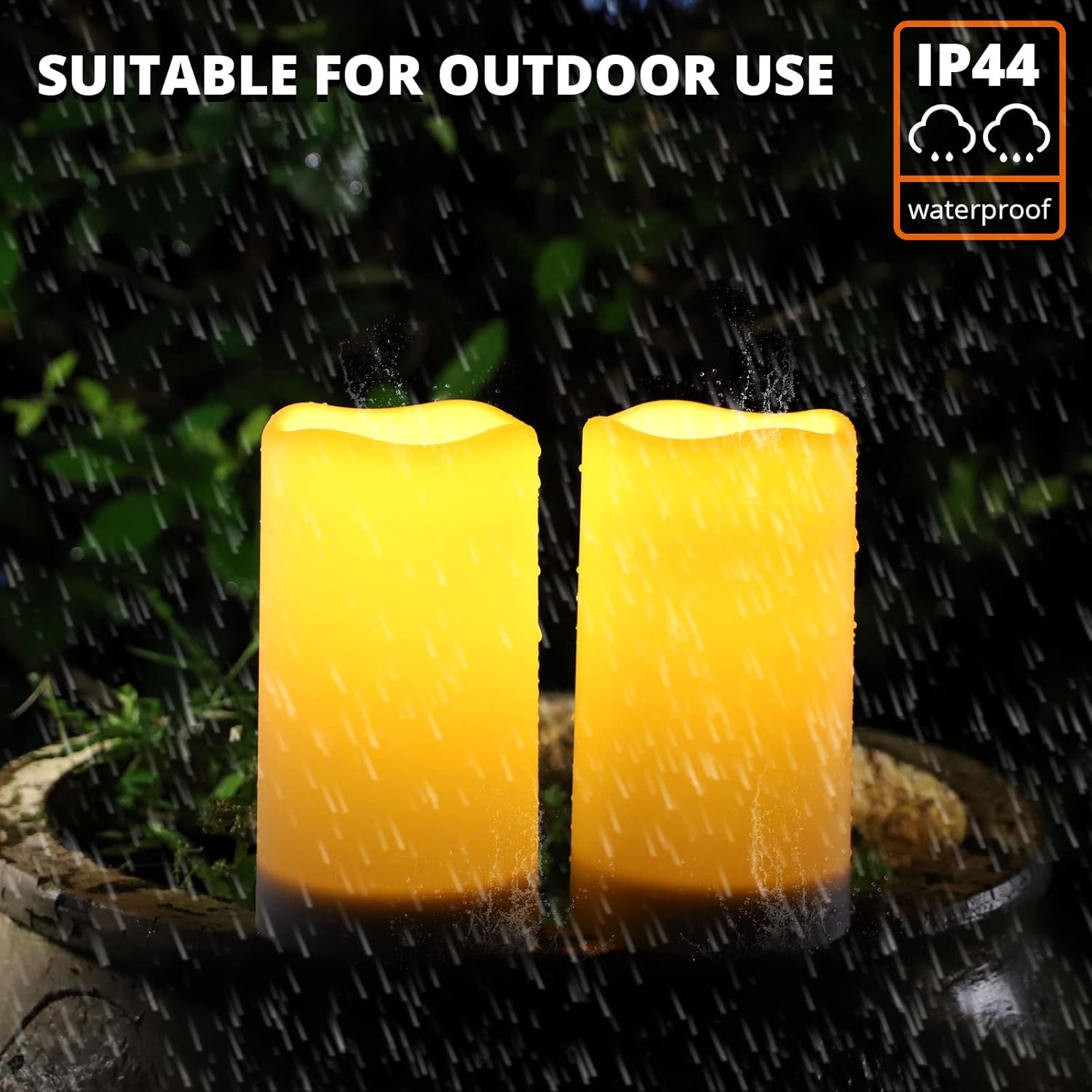 Large Outdoor Solar Powered Candles Rechargeable Solar Battery Included, Waterproof for Patio Decor, Set of 5, 3.25" x 6"6"4"5"6"