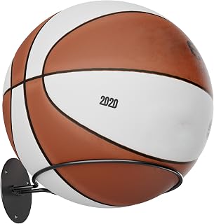 susswiff Basketball Wall Mount Holder - Football Soccer Ball Storage Rack, Sports Room Decor Display (9.4x7.4in)