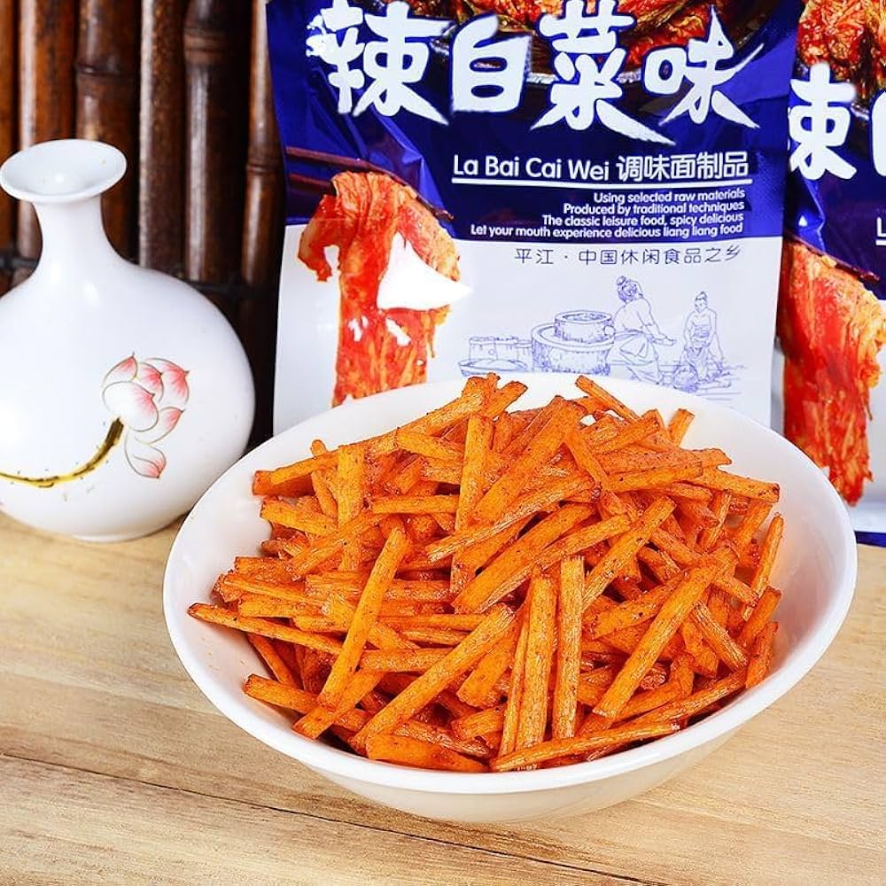 ちゃいなの土産 Amazon | 辣白菜味辣条 中国经典辣条零食 中国の定番ラーティアオ
