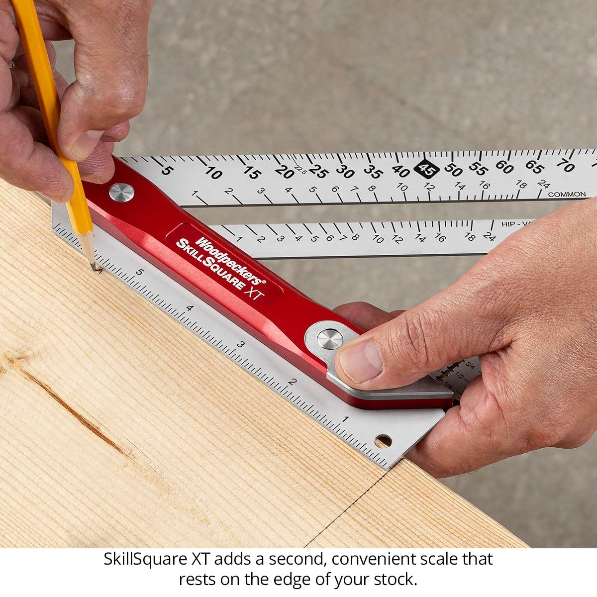 Woodpeckers SkillSquare, Metric Carpenters Square for Rafter, Construction, Woodworking, Stainless Steel Triangle Ruler Tool, Aluminum Handle