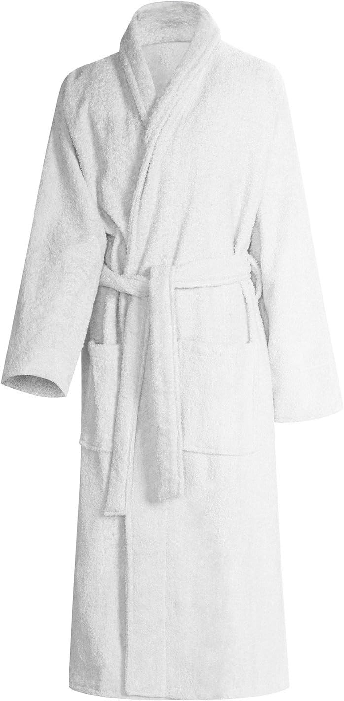 Shumaxx® Men's Ladies Bathrobe Dressing Gown Combed Egyptian Cotton Terry Towelling Shawl Collar Bath Robe