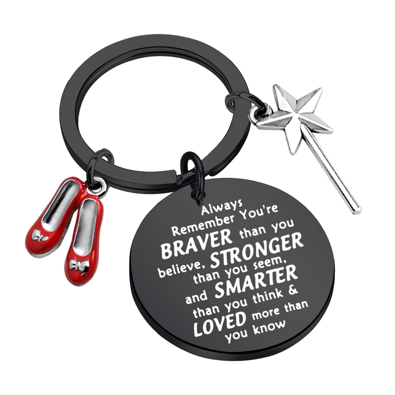 AKTAPAKTAP Dorothy Ruby Inspired Keychain Wizard of Dorothy Ruby Red Slippers Jewelry Inspirational Gift Youre Braver