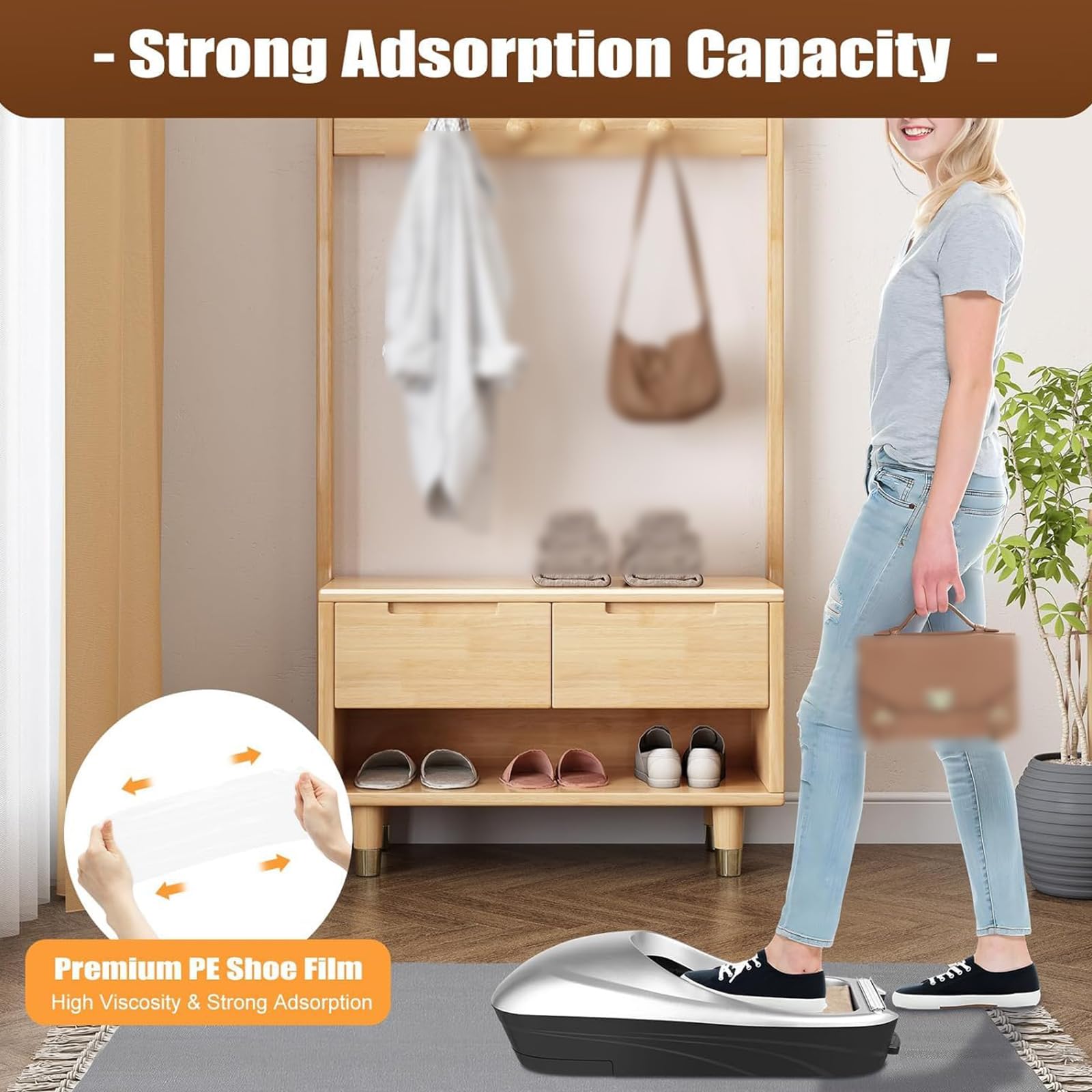 MRKU Dispensador automático de cubrezapatos con película de PE, Protector de Suelo Manos Libres para el hogar, la Oficina y la clínica.
