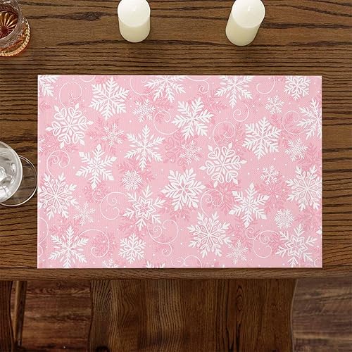 Vista 673 de Juego de 6 manteles individuales rojos para el día de San Valentín, diseño de corazón de San Valentín, resistentes al calor, lavables, manteles