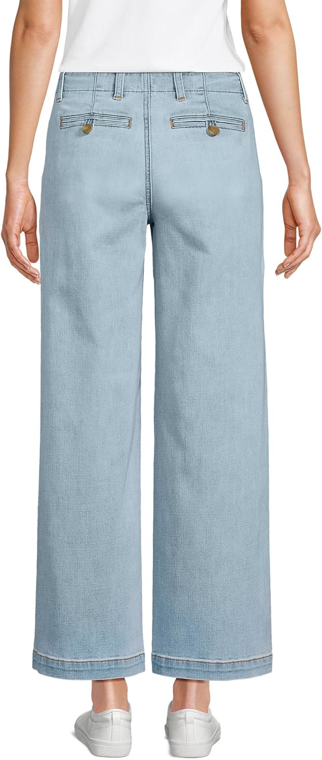 Lands' End Women's Mid Rise Denim Wide Leg Ankle Jeans - Image 2