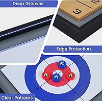 Vista 3 de Goplus Juego de mesa 2 en 1, juego de mesa portátil de 2 caras con 8 discos rodantes, juego de mesa de tejo de madera y curling para adultos