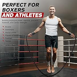 HPYGN Weighted Jump Rope, Heavy Jump Rope for Fitness, 5LB Weighted Adult Skipping Rope for Men&Women, Jumprope for Working Out to Improve Stamina, Strength training, Workout Equipment for Home Gym