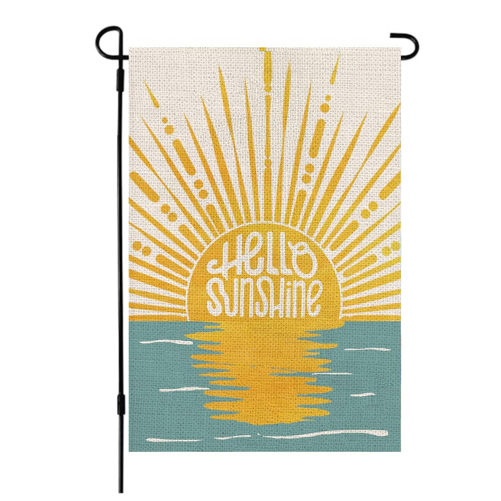 Hello Sunshine Gartenflagge Aus Jute - 30,5x45,7 Cm, Doppelseitig, Wetterfest, Für Garten & Hof