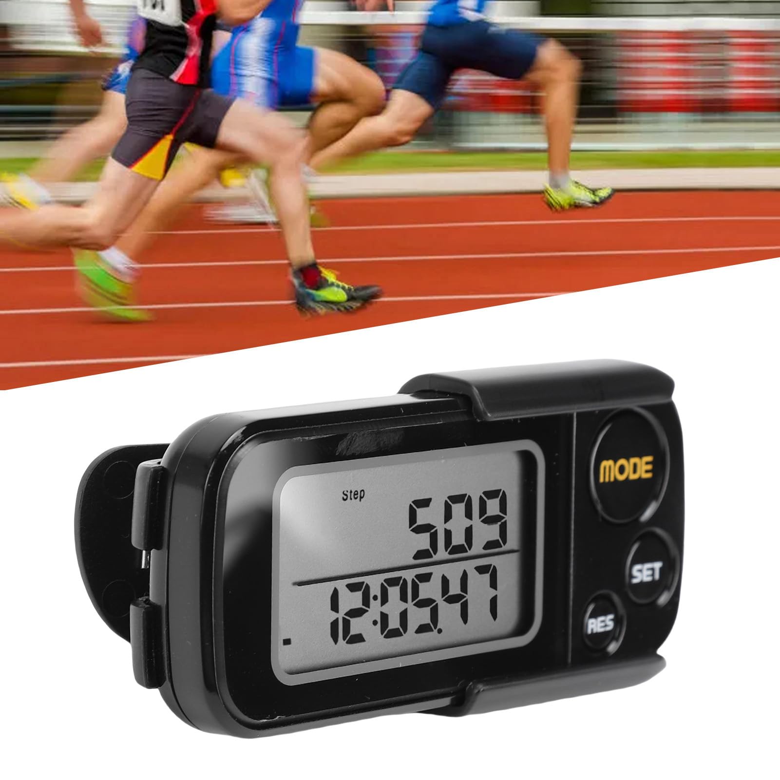SIXRUN Podomètre 3D, Compte-Pas Précis avec Grand écran LCD et Mémoire de 30 Jours pour Distance de Marche Miles Km Compteur de Calories Moniteur de Temps d'exercice
