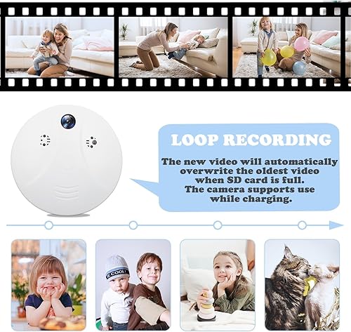 Miniatura 6 de Cámara oculta detector de humo HD 1080P solo video WiFi niñera cámara con visión nocturna detección de movimiento visión remota cámara de seguridad