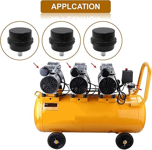 Vista 14 de Paquete de 2 silenciadores de compresor de aire con elementos de repuesto, silenciador de filtro de admisión de compresor de aire de rosca de 3/8