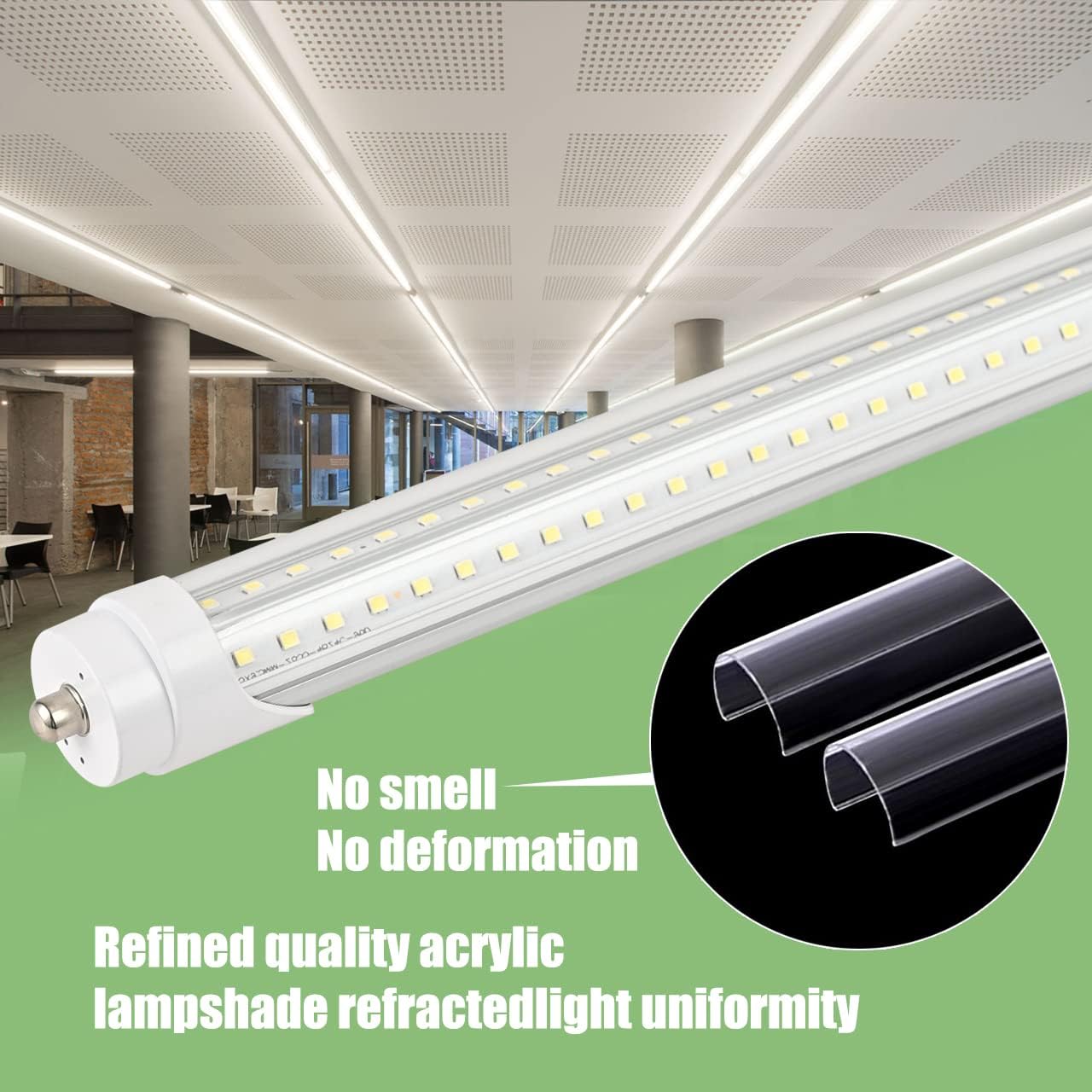 6 Pack 6FT T8 LED Tube Light Bulbs 40W 6000K Daylight with Dual-Row LED Single pin Fa8 Cap 6 Foot T10 T12 Fluorescent Lamp Replacement for Garage, Shop, Warehouse