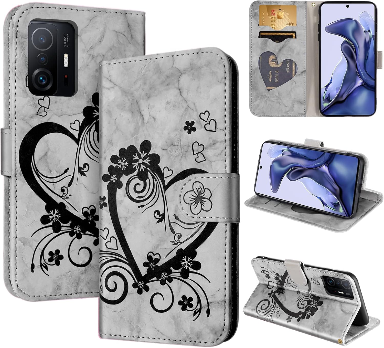 CASAFUNY Handyhülle für Xiaomi 11T/11T Pro 5G Hülle Tasche PU Leder