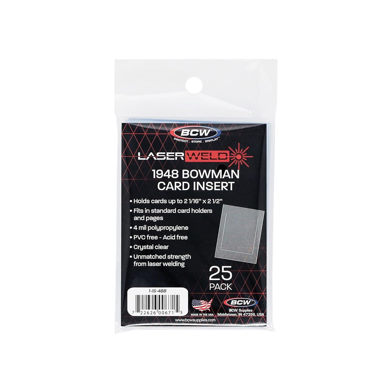 BCW LaserWeld 1948 Bowman Insert Sleeves – Archival Card Inserts for 1948 Bowman Cards | Fits 9-Pocket Pages, Toploaders & Magnetic Holders | Acid-Free Polypropylene – 25 Pack