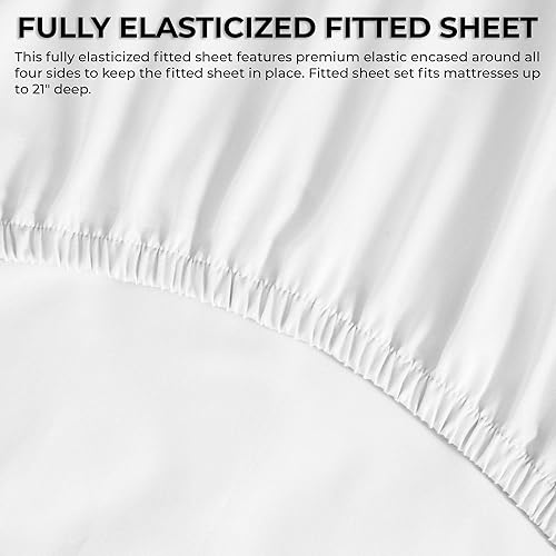 Miniatura 5 de Tribeca Living Juego de sábanas de microfibra de 110 GSM con bolsillo profundo Cal King Cloud