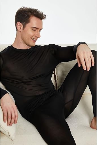 Viamulion Mens 100% Silk Thermal Underwear Pants Premium Lined Base Layer Bottom