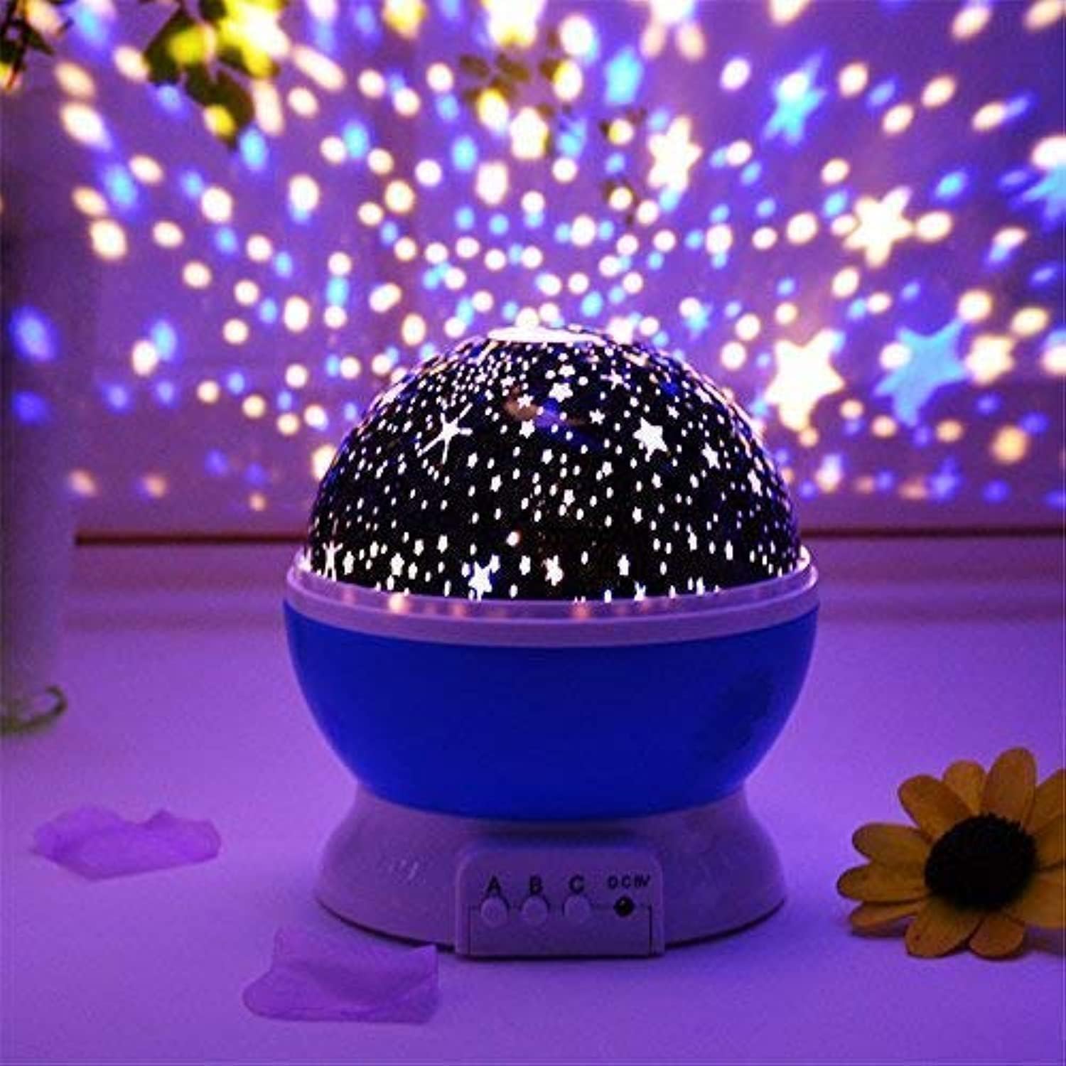 FRESTYQUE Star Master Rotating 360 Degree Moon Night Light Lamp Projector With Colors And Usb Cable,Lamp For Kids Room Night Bulb (Multi Color,Pack Of 1, Random,Crystal)