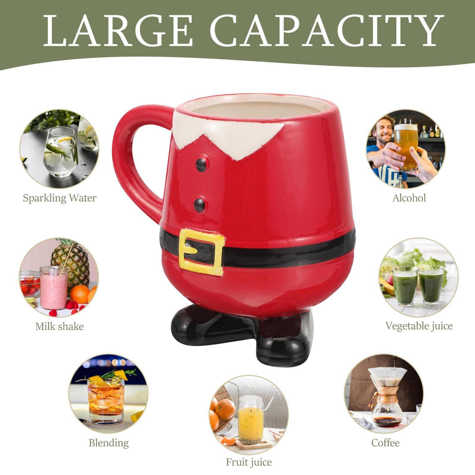 jojofuny Taza Navideña de Cerámica Diseño de Papá Noel y Muñeco de Nieve Taza de Café Decorativa Asa Ergonómica Adecuado para Hogar Oficina y Fiestas de Navidad Vaso de Agua de Dibujos