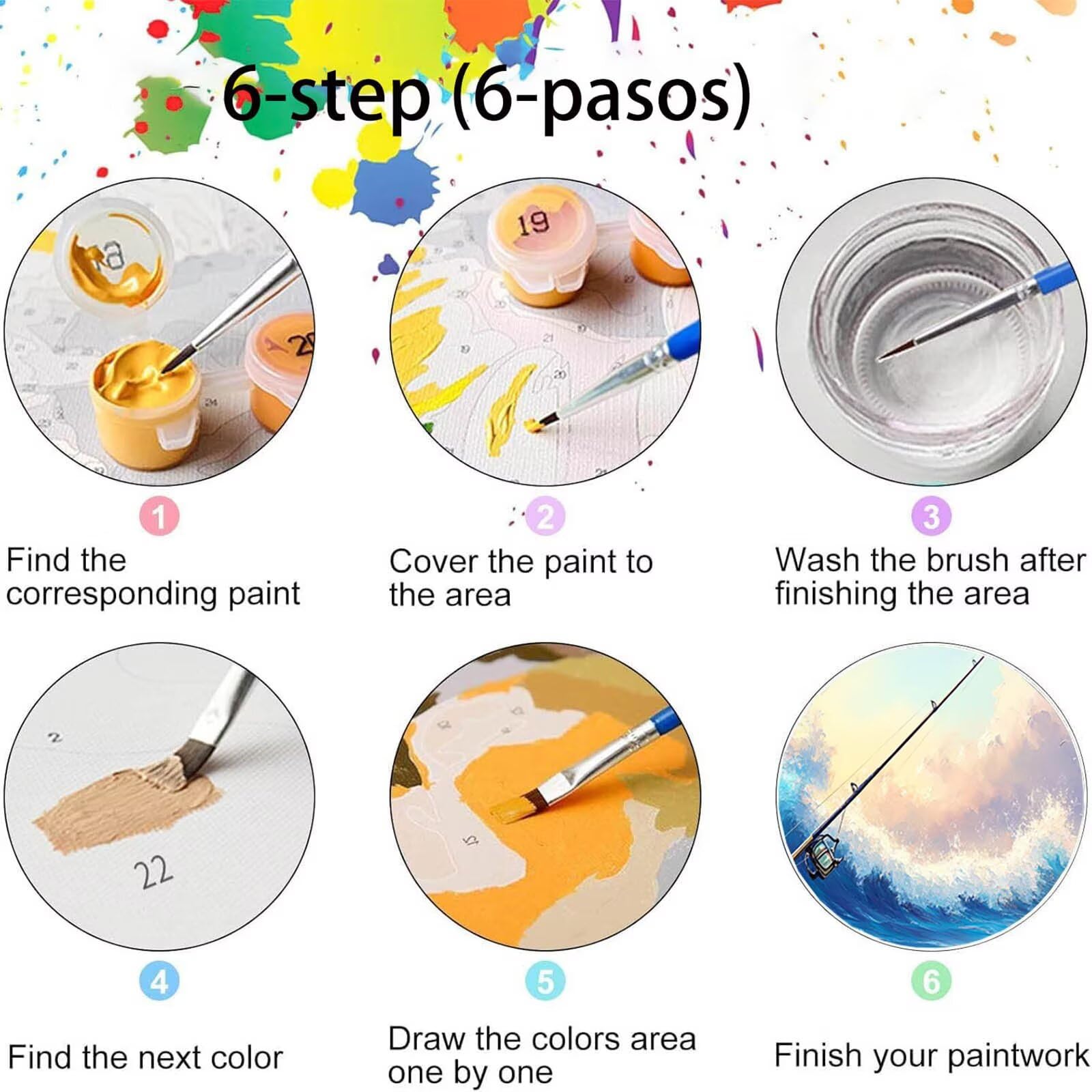 Pintar por Numeros Adultos Caña de pescar, Pintar por Numeros Niños Kit Manualidades Adultos Mar Cuadros para Pintar por Numeros Pintura Acrílico, Cuadros Decoracion Salon Modernos 80X160cm 7w-Z-4