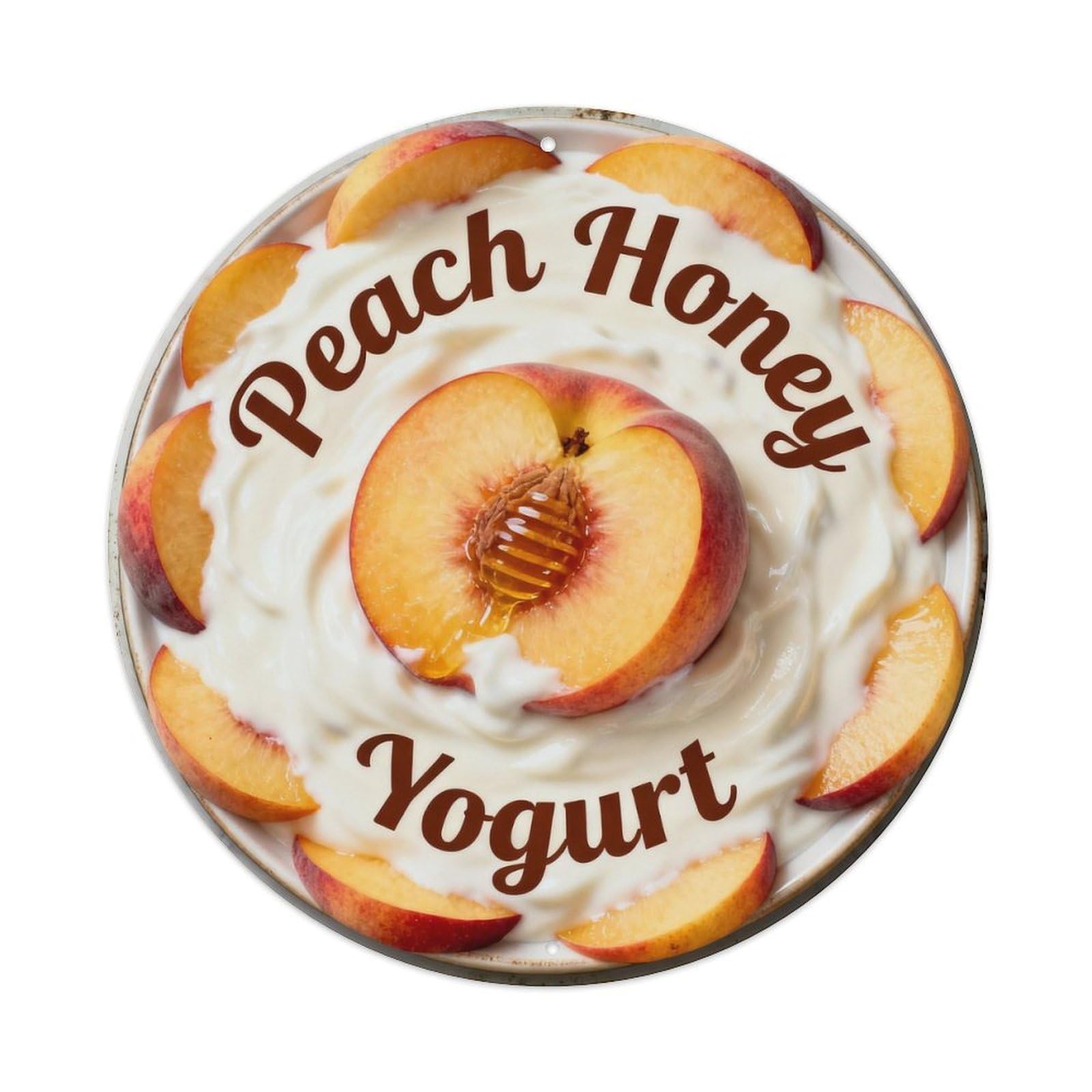 Peach Honey Yogurt Metal Tin Sign Plaque