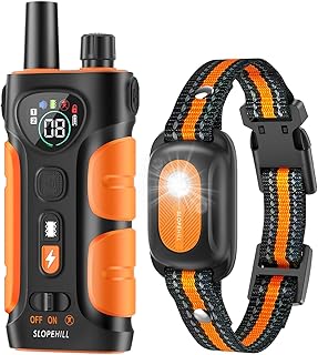 SLOPEHILL Dog Shock Collar,4200FT Dog Training Collar with Remote,IPX8 Waterproof E-Collar with Beep,Vibration,Shock,Flash Light,No Shock Mode,Electric Shock Collar for Small Medium Large Dog,Orange