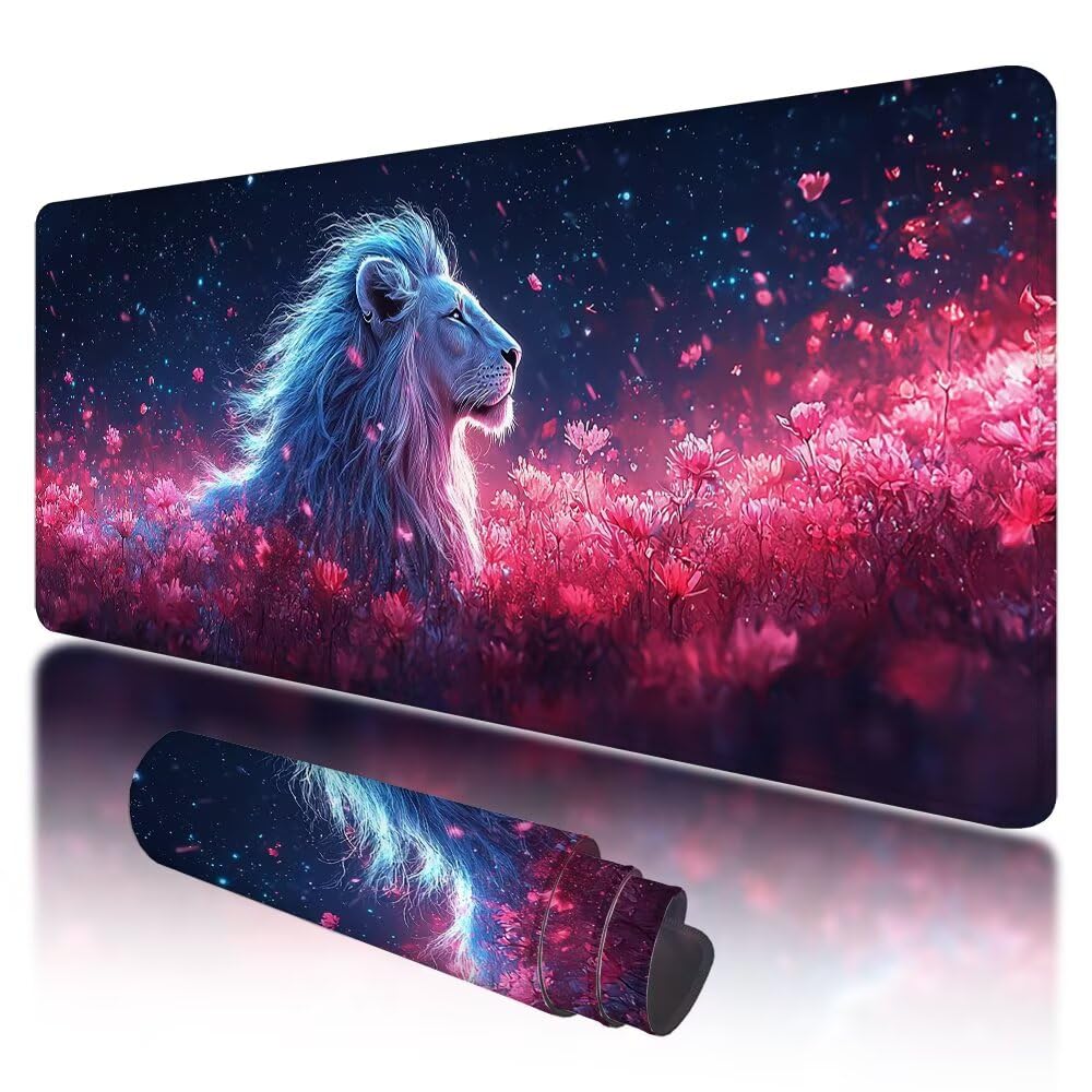 Podkładka pod mysz do gier, duża podkładka pod mysz XXL 1200 x 600 x 3 mm Niebieska pod ręką ze zszytymi krawędziami, podkładka pod mysz do gier XXL różowa wodoodporna antypoślizgowa do PC, akcesoriów