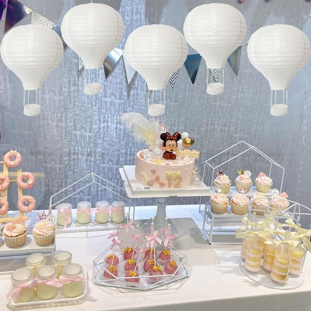 6PCS White Hot Air Balloon Paper Lanterns 12 inch Reusable Decorative Hot Air Balloon Hanging Paper Lanterns Lamp for DIY Craft Lantern Party Decoration Wedding