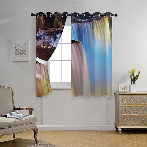 Cortina opaca para Habitacion colección de decoración de cascada con ojales, puertas temporales cortas para pasillos, cortinas para Ventanas de