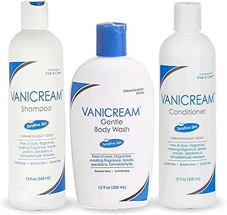 Vanicream, Free and Clear Shampoo, Conditioner and Body Wash Set, For Sensitive Skin, Fragrance and Paraben Free - 12 Ounce