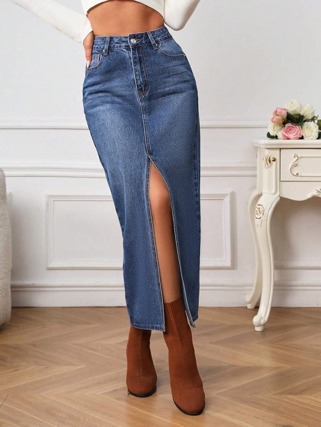dolsia Womens Denim Skirts || Pencil || High-Waist || Flared || Midi || Maxi || and Knee-Length Options for a Stylish and Comfortable Look for All Occasion.