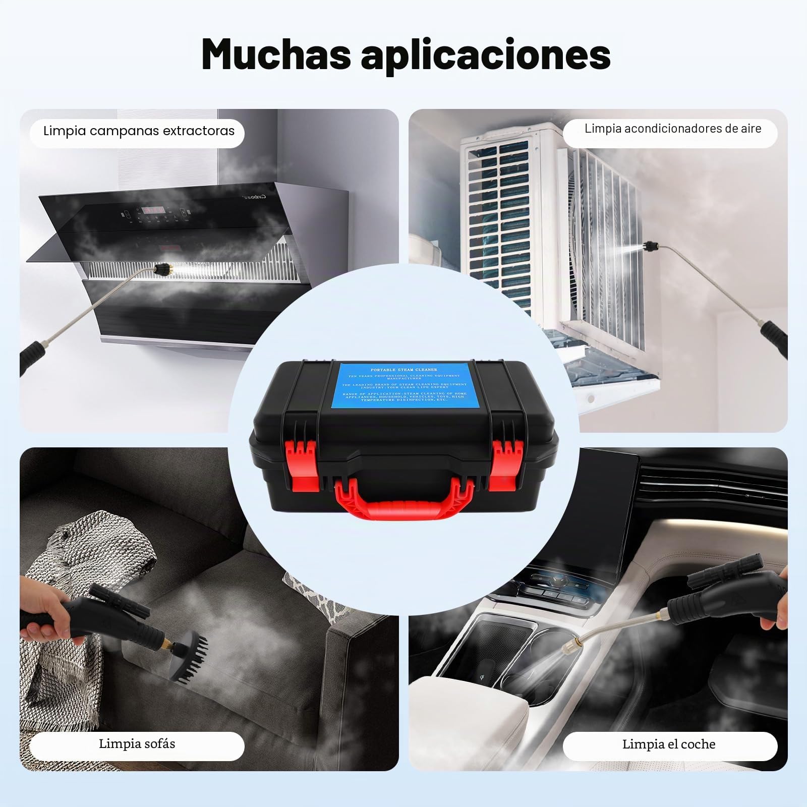 Limpiador de vapor de alta presión, 3000 W, 220 V, máquina de alta temperatura, portátil, dispositivo profesional con caja de almacenamiento para suelo y paredes