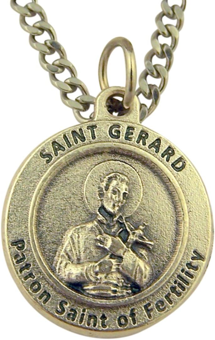 Silver Tone Saint Gerard Patron of Fertility Medal on Chain, 3/4 Inch