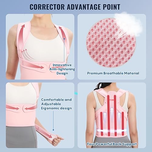 Miniatura 4 de Fit Geno Corrector de postura de espalda para mujeres, enderezador de hombro, soporte completo ajustable para la espalda, alivio del dolor de