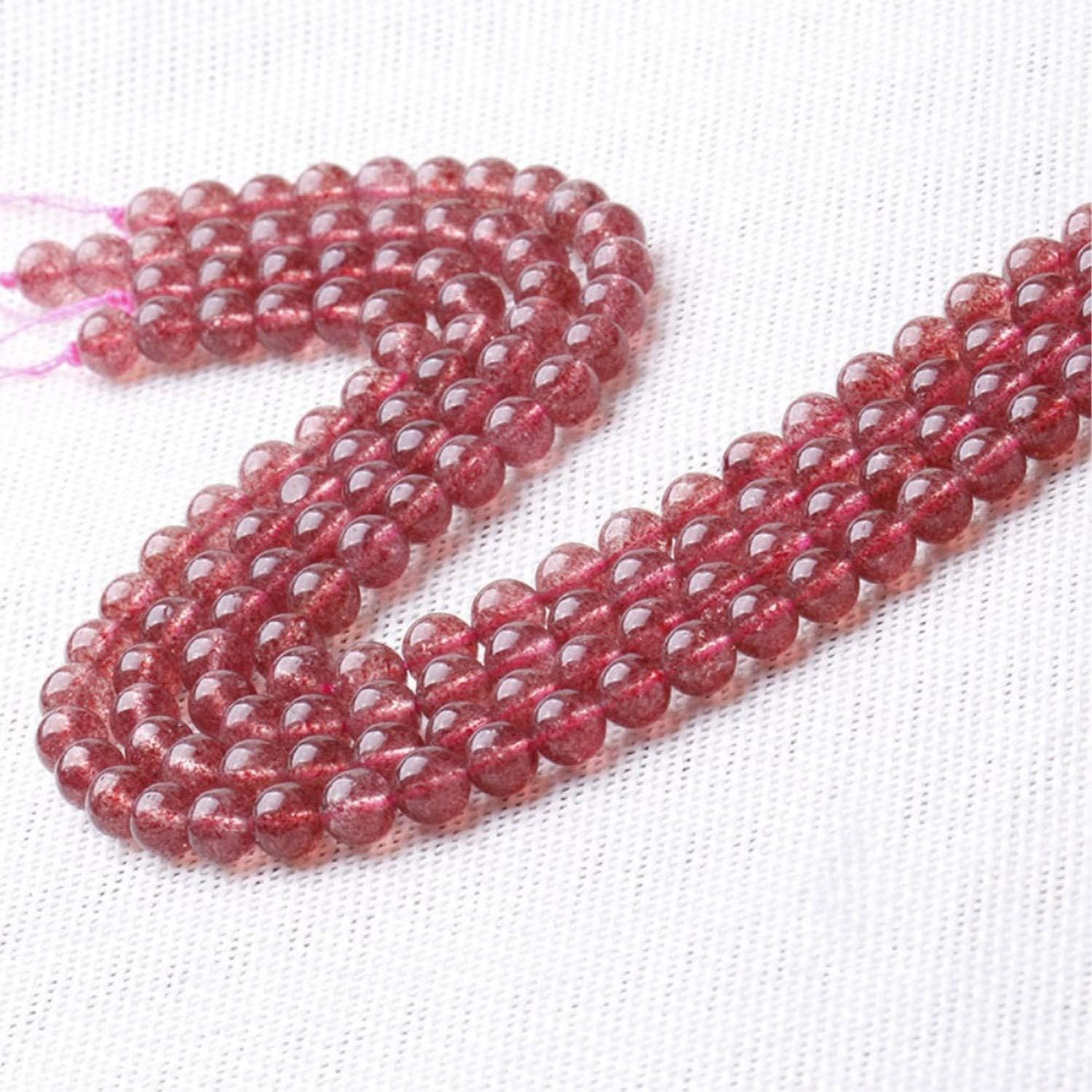 8mm Grade AAA Ice Strawberry Quartz Beads, Natural Gemstone Beads,Smooth Round Loose Beads for Jewelry Making (CMJ3) (8mm)