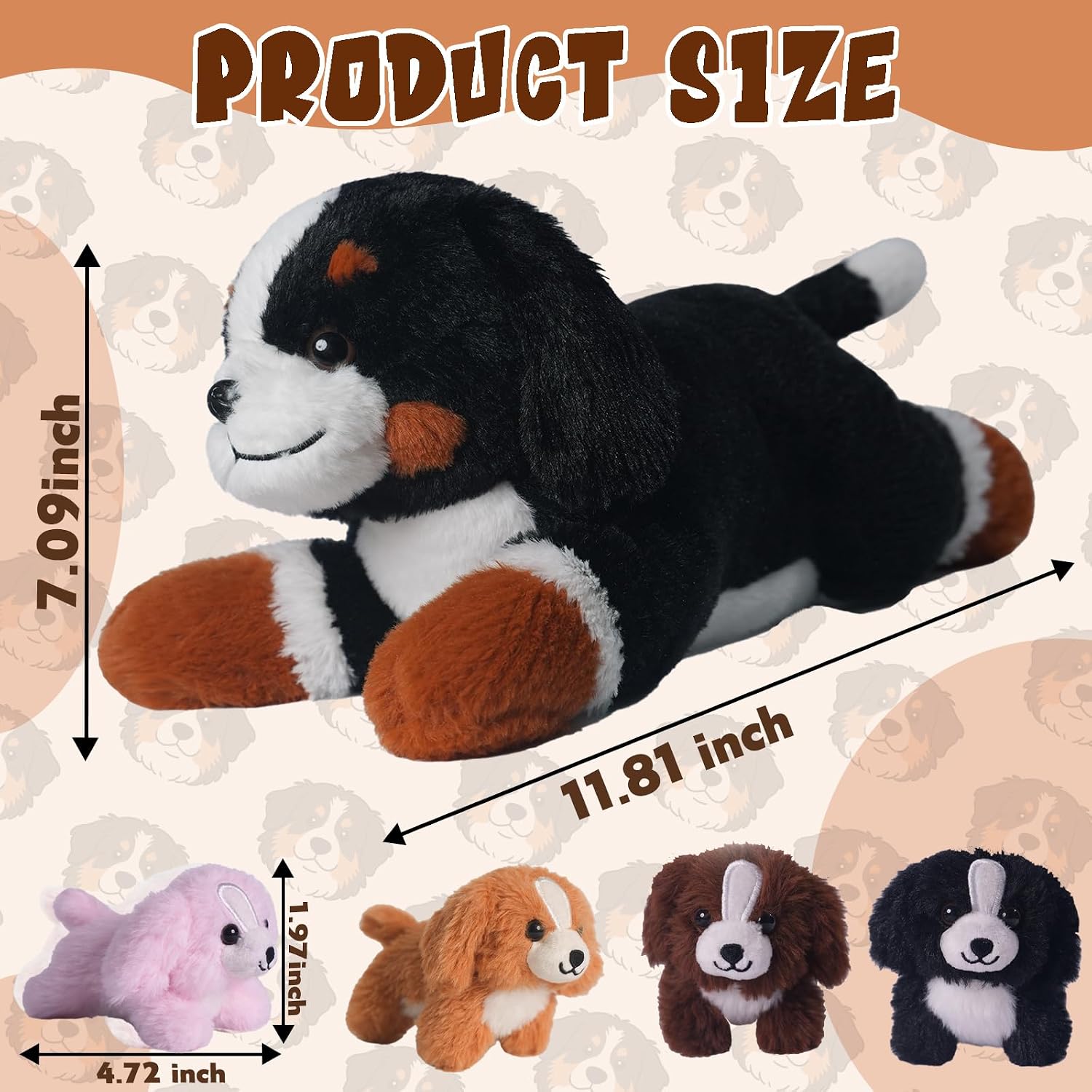 Bernese Mountain Dog Stuffed Animal, 5-In-1 Puppy Plush Toy Gift for Kids image 3